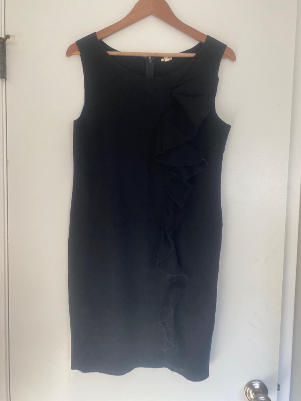 J. Crew Felted Wool/Boucle Ruffle Dress - Size 4 - Black
